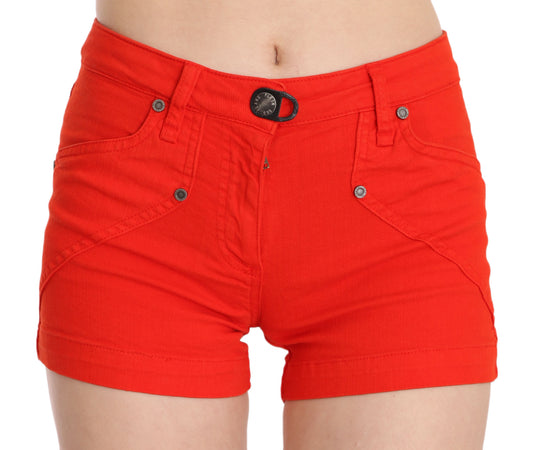PLEIN SUD Orangefarbener Mini-Baumwolldenim mit mittlerer Taille