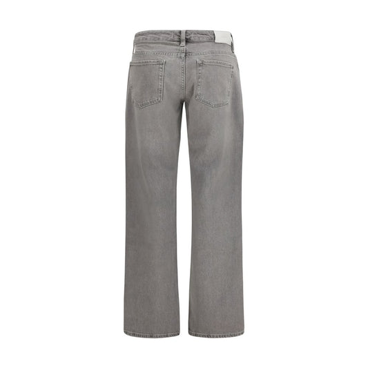 7FOR Gray Cotton Straight-Leg Jeans