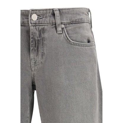 7FOR Gray Cotton Straight-Leg Jeans