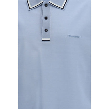 Ferragamo Blue Cotton Polo Shirt
