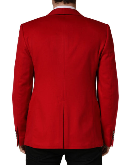 Dolce & Gabbana Red Cashmere Single Breasted Jacket Blazer