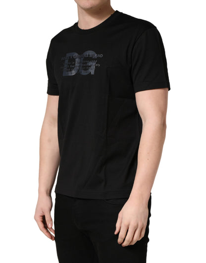 +39 MASQ Black Logo DG Print Cotton Crew Neck T-shirt