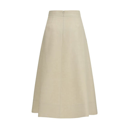 P.A.R.O.S.H. Beige Linen Midi Skirt