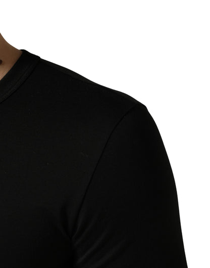 Dolce & Gabbana Black Crown Embroidery Men Crew Neck  T-shirt