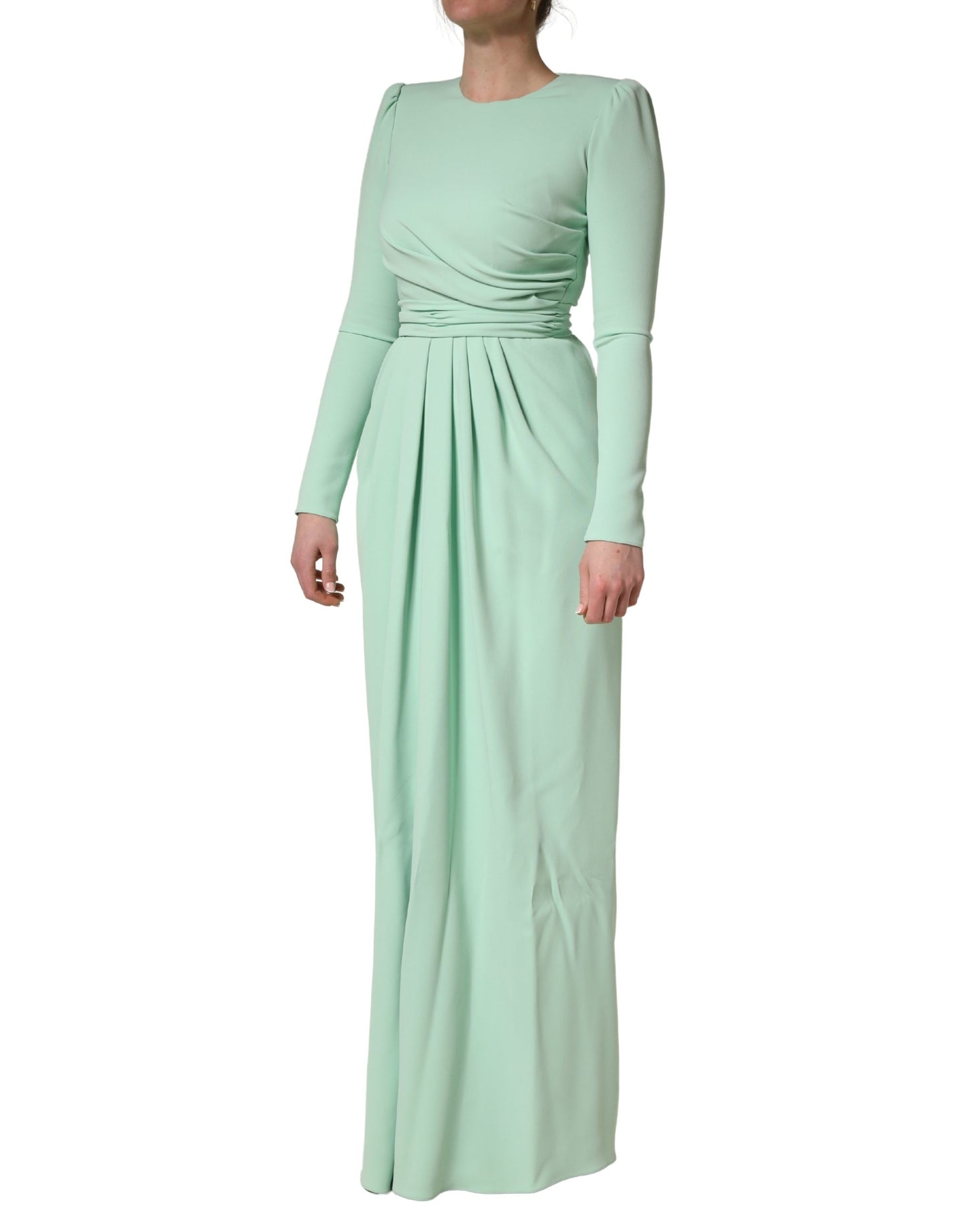 Dolce & Gabbana Green Viscose Long Sleeves Long Gown Dress
