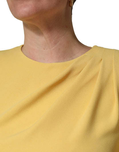 Dolce & Gabbana Yellow Silk Long Sleeves Sheath Midi Dress