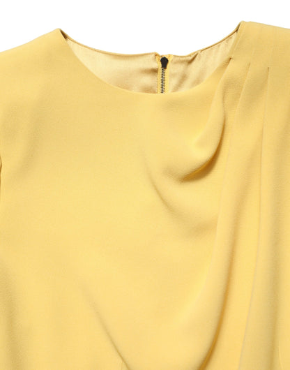 Dolce & Gabbana Yellow Silk Long Sleeves Sheath Midi Dress