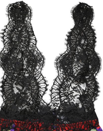 Dolce & Gabbana Multicolor Floral Lace Short Mini Sleeveless Dress