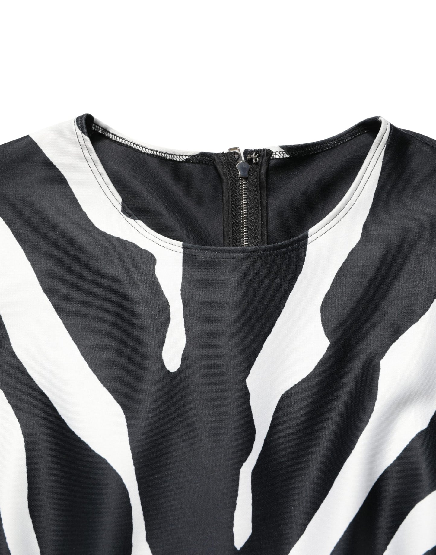 Dolce & Gabbana Black White Polyester Zebra Pattern Jumpsuit