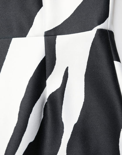 Dolce & Gabbana Black White Polyester Zebra Pattern Jumpsuit