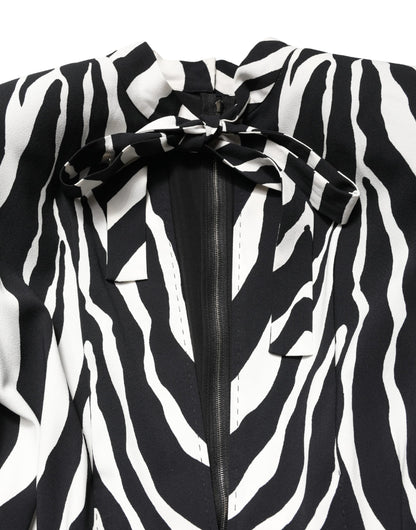 Dolce & Gabbana Black White Viscose Zebra Pattern Jumpsuit