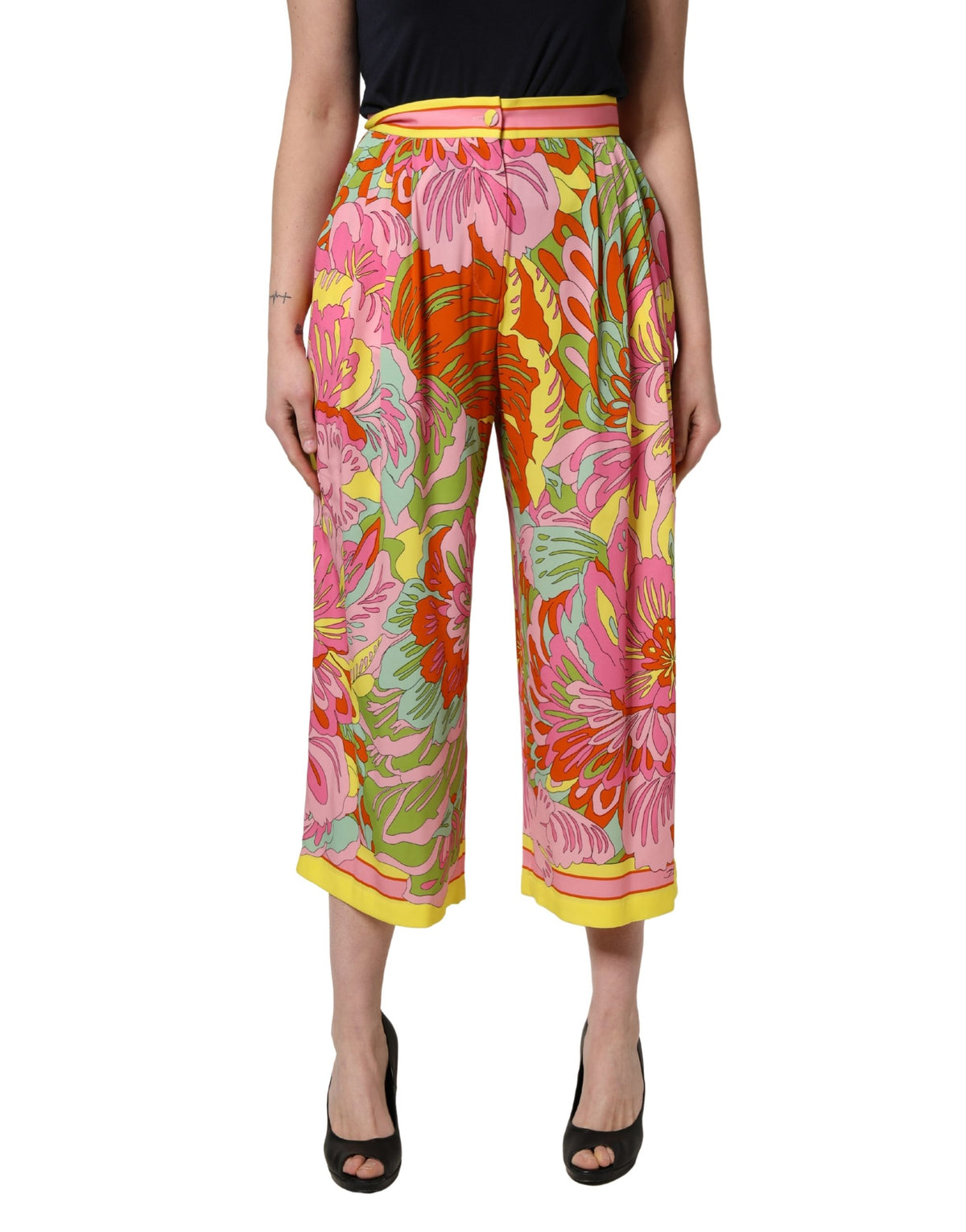 Dolce & Gabbana Cropped Hose mit mehrfarbigem Blumendruck