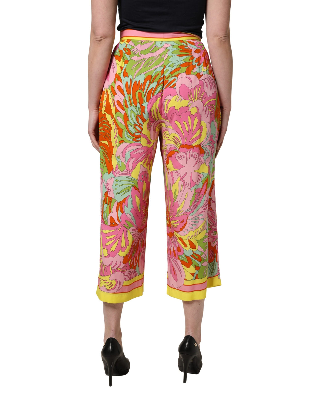 Dolce & Gabbana Cropped Hose mit mehrfarbigem Blumendruck