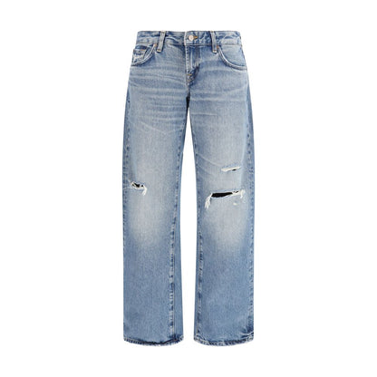 7FOR Blue Cotton Straight-Leg Jeans