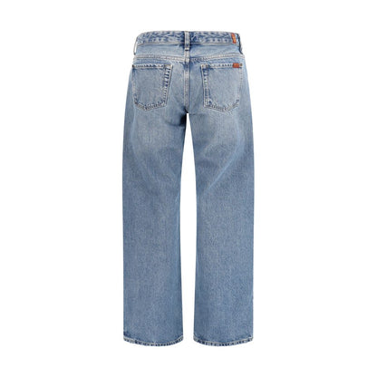 7FOR Blue Cotton Straight-Leg Jeans