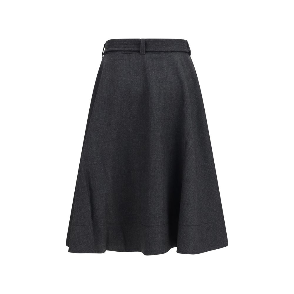 Ganni Gray Recycled Polyester Long Skirt