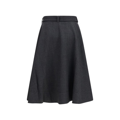 Ganni Gray Recycled Polyester Long Skirt