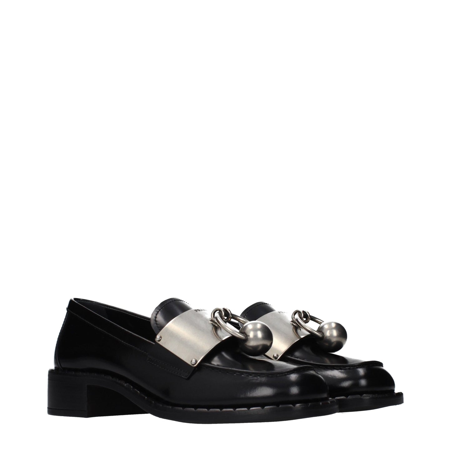Prada Black Leather Slip-On Loafers