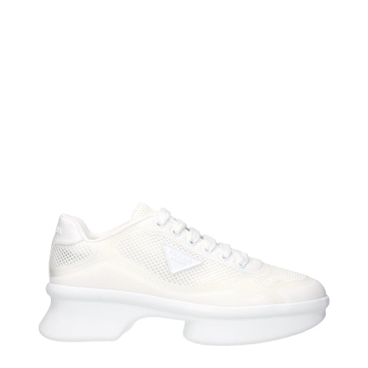 Prada White Fabric Athletic Sneakers