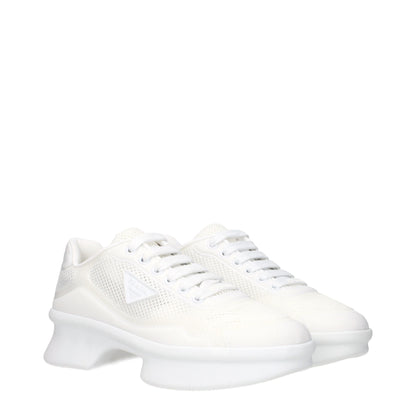 Prada White Fabric Athletic Sneakers