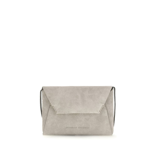Brunello Cucinelli Gray Calf Leather Bos Taurus Clutch Bag