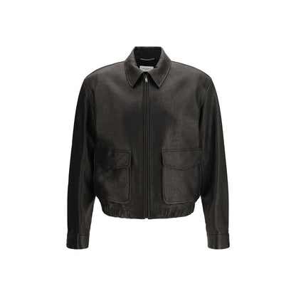 Saint Laurent Black Lamb Ovis Aries Aries Leather Jacket
