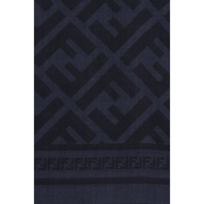 Fendi Blue Wool Oves Aries Scarf