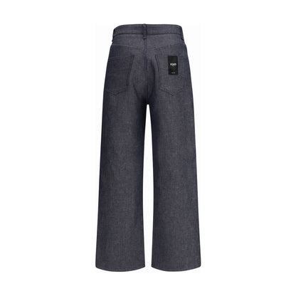 Fendi Blue Linen Relaxed Fit Jeans