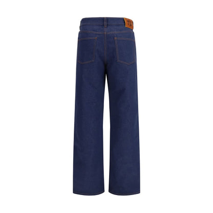 Fendi Blue Cotton Straight-Leg Jeans