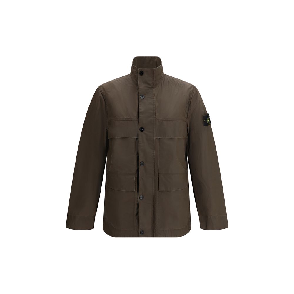 Stone Island Brown Polyester Rain Coat