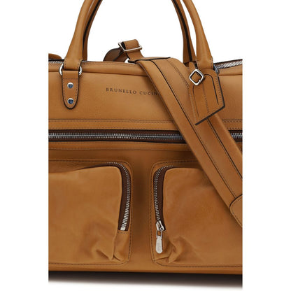 Brunello Cucinelli Brown Calf Leather Bos Taurus Luggage And Travel