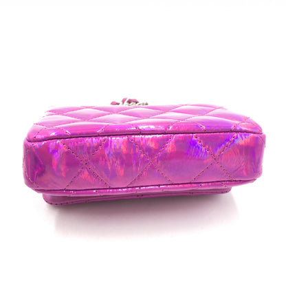 Chanel Iridescent Pink Quilted Leather Pouch