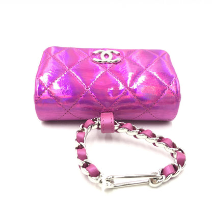Chanel Iridescent Pink Quilted Leather Pouch