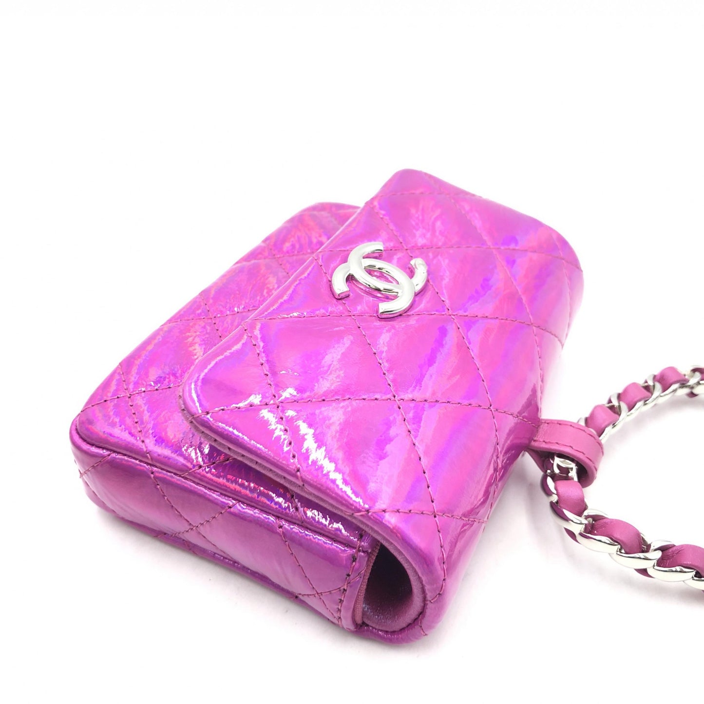 Chanel Iridescent Pink Quilted Leather Pouch