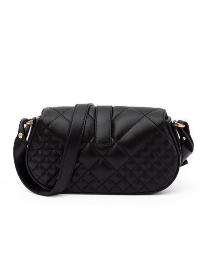 Versace Black Leather Quilted Shoulder Strap Bag