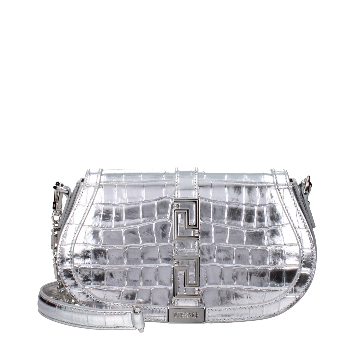 Versace Gray Leather Shoulder Bag