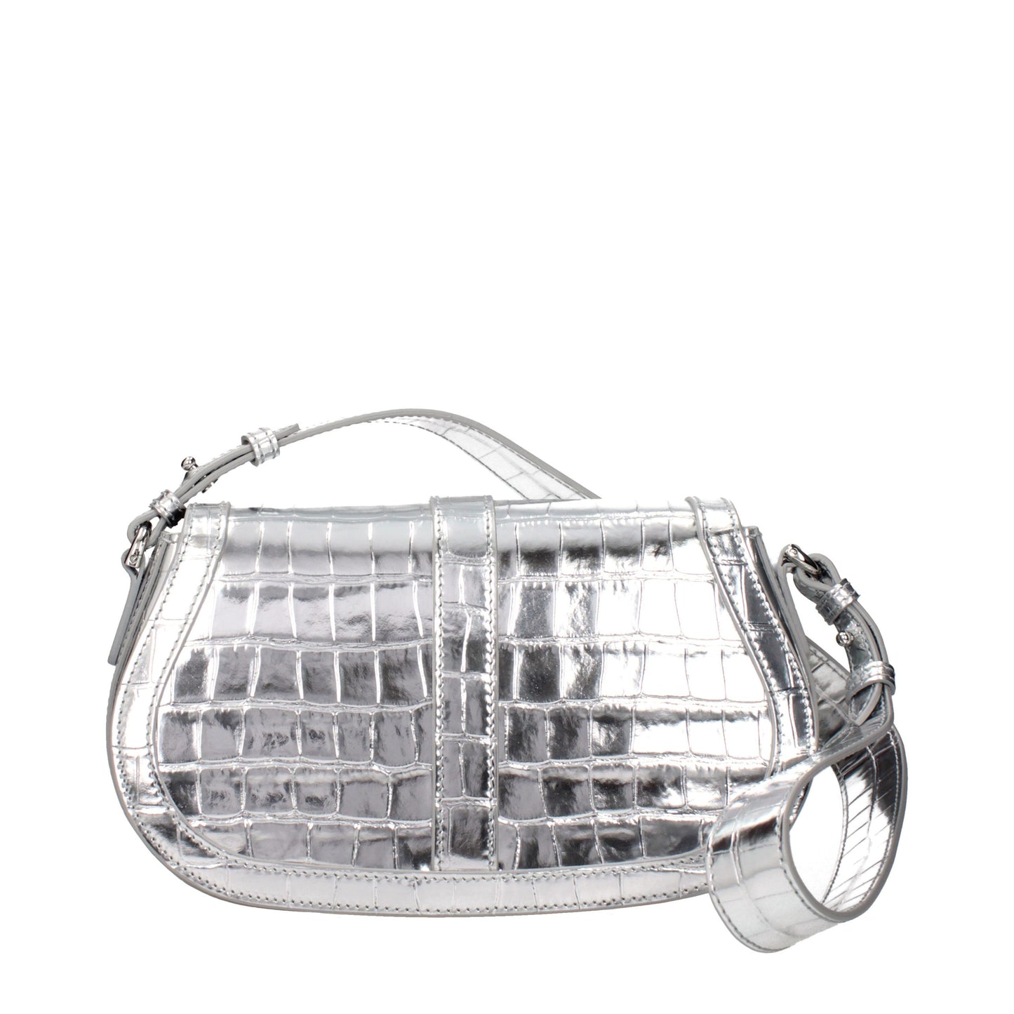 Versace Gray Leather Shoulder Bag