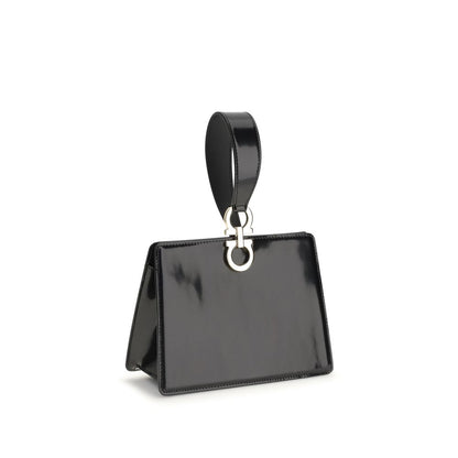 Ferragamo Black Calf Leather Bos Taurus Clutch Bag