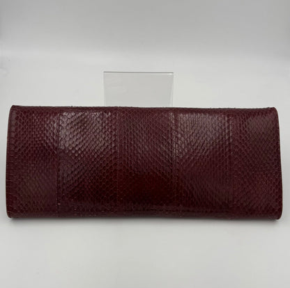 Celine CELINE TRIOMPHE Reptile Skin Burgundy Clutch