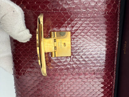 Celine CELINE TRIOMPHE Reptile Skin Burgundy Clutch