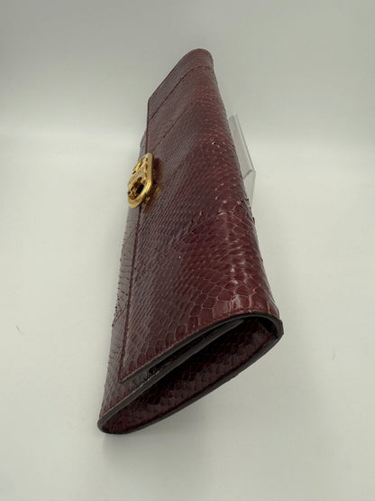 Celine CELINE TRIOMPHE Reptile Skin Burgundy Clutch