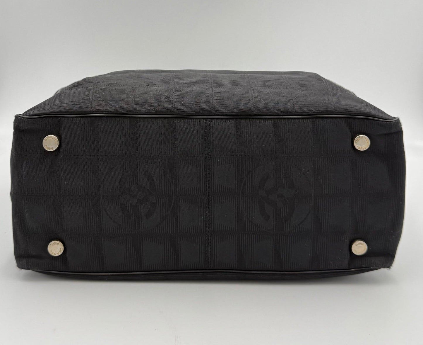 Chanel CHANEL Shopping Black Leather and Fabric Tote Bag