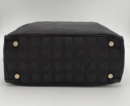 Chanel CHANEL Shopping Black Leather and Fabric Tote Bag