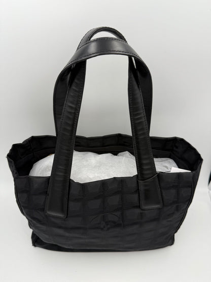 Chanel CHANEL Shopping Black Leather and Fabric Tote Bag