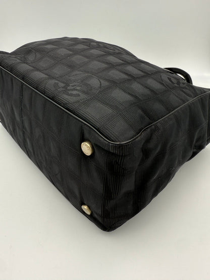 Chanel CHANEL Shopping Black Leather and Fabric Tote Bag