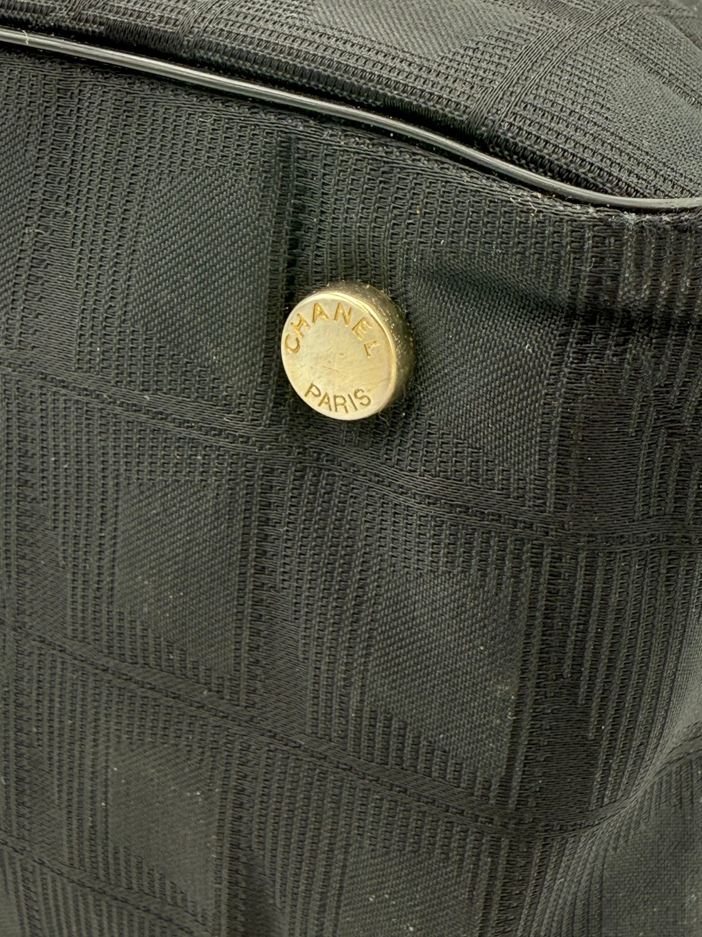 Chanel CHANEL Shopping Black Leather and Fabric Tote Bag