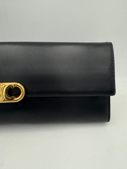 Celine CELINE TRIOMPHE Black Clutch