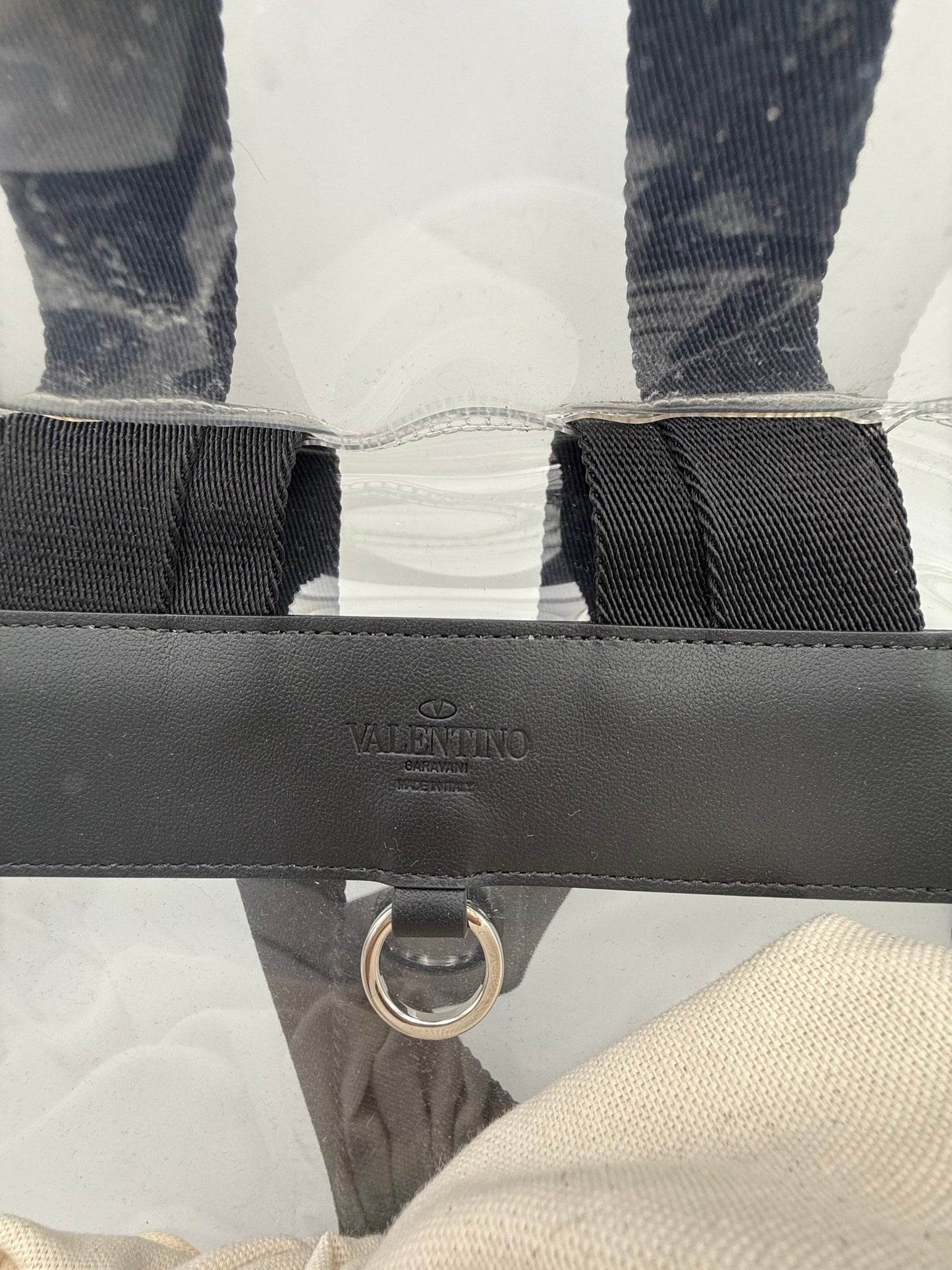 Valentino Garavani VALENTINO GARAVANI Leather and Transparent Plastic Backpack