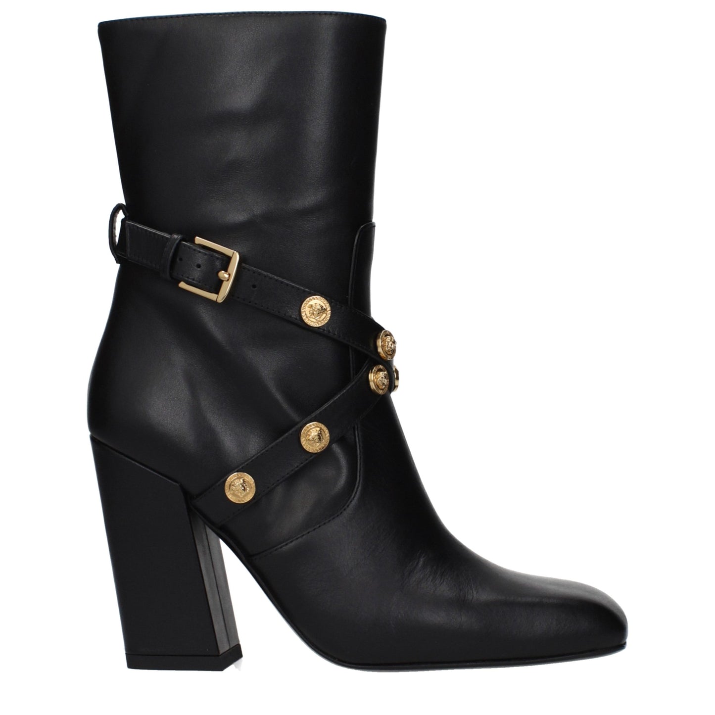 Versace Black Leather Ankle Boots