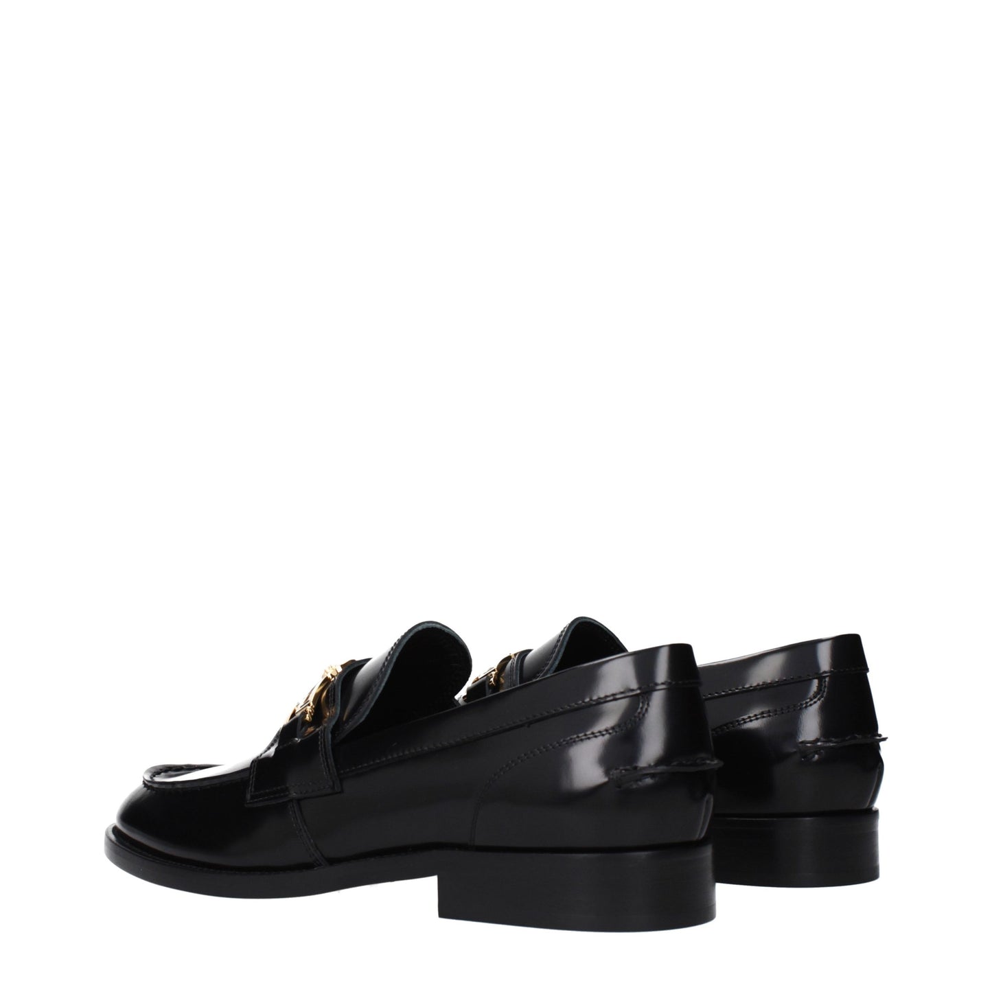 Versace Black Leather Slip-On Loafers